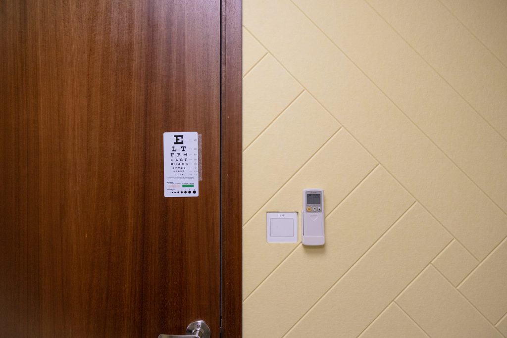 Acoustic panels for clinic consultation room improving privacy and conversation clarity